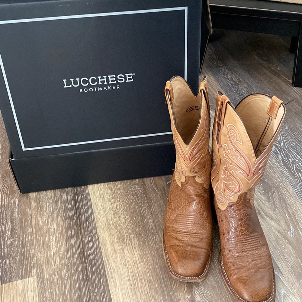 Lucchese Men’s Boots/size 11 square toe ostrich leather With box-LOTS of life!